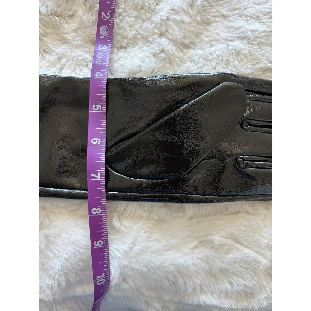 Black Faux Patent Opera Long Gloves Whimsigoth Goth Dominatrix Steampunk Cosplay